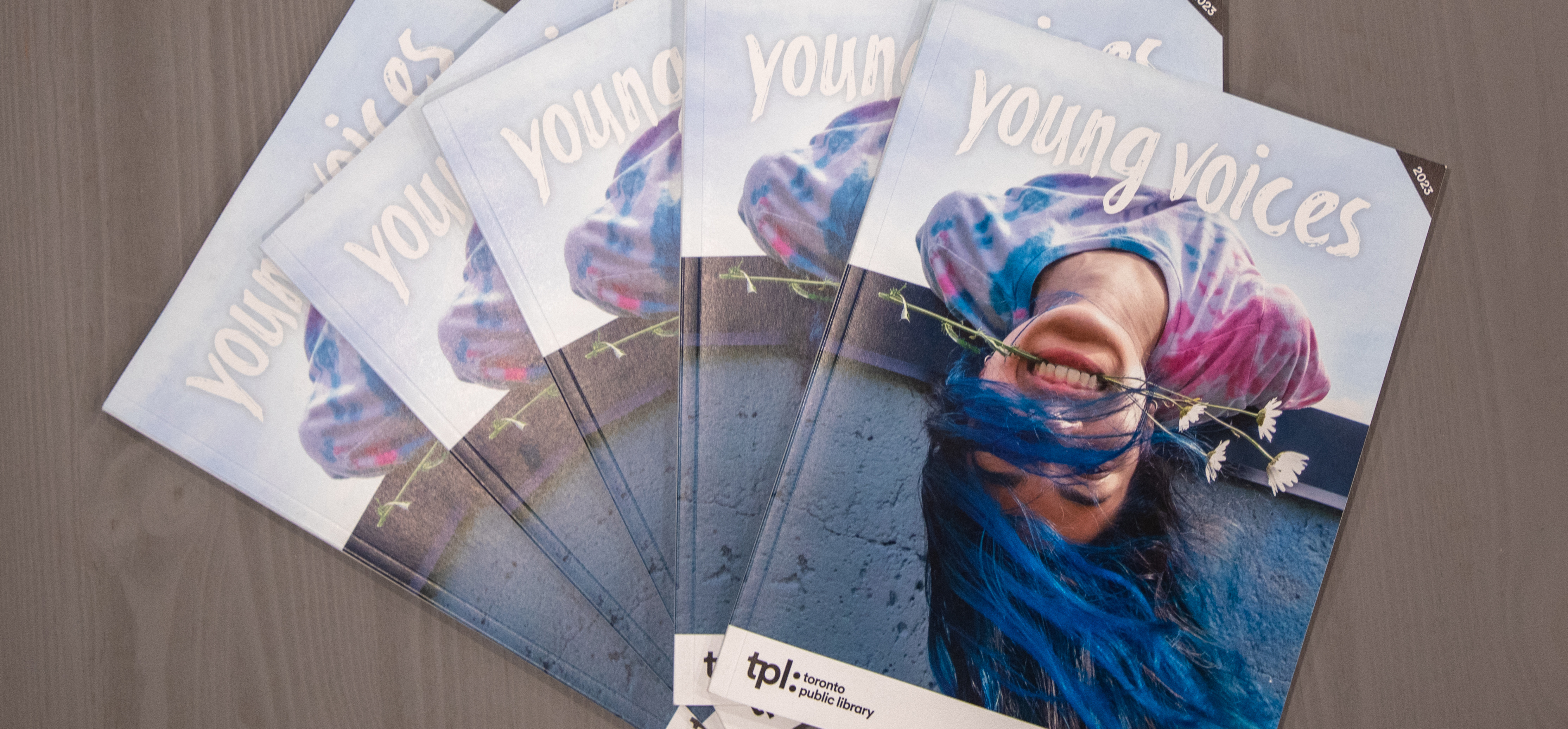 YCopies of Young Voices magazine fanned out