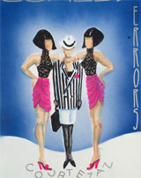 costume design drawing of 3 women
