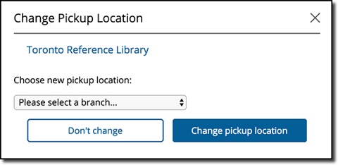 Screenshot of how to change hold pickup location