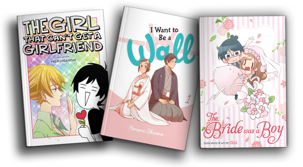 Covers of The Girl That Can’t Get a Girlfriend, I Want to Be a Wall and The Bride Was a Boy